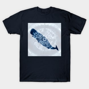 Whale Mandala tie dye indigo blue T-Shirt